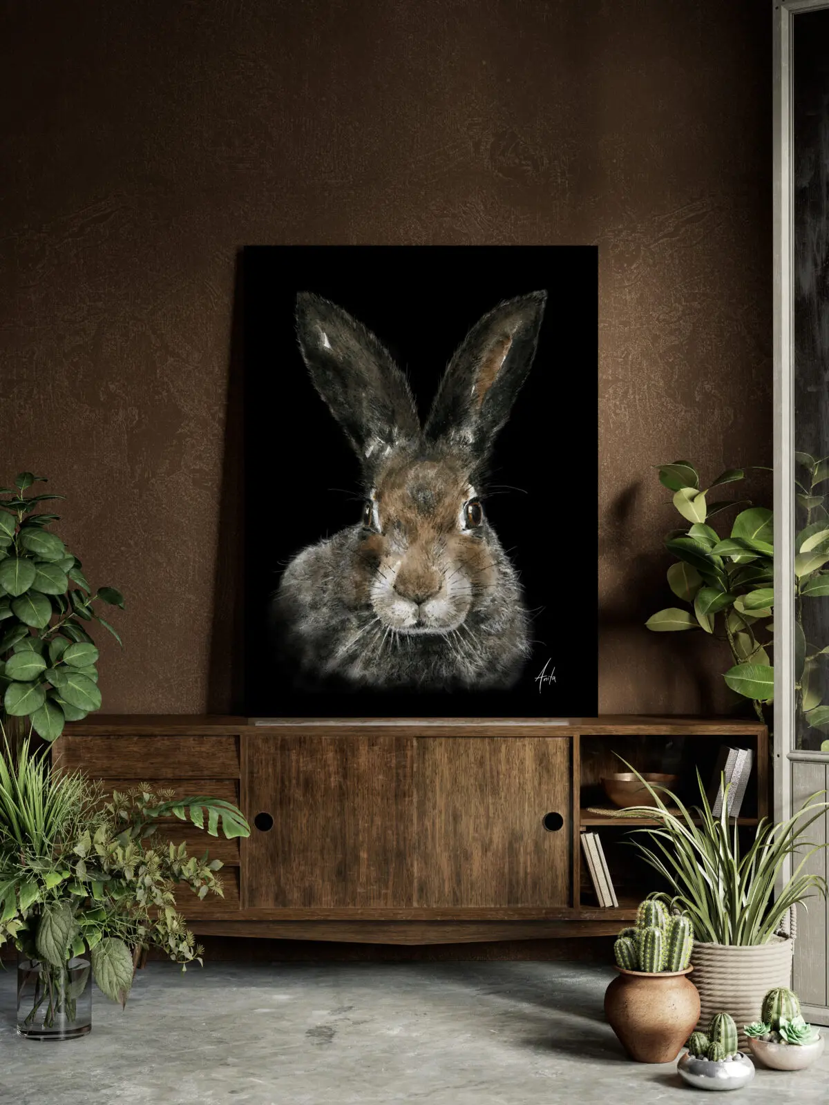 Hare (sort bakgrunn) - Bilde 2
